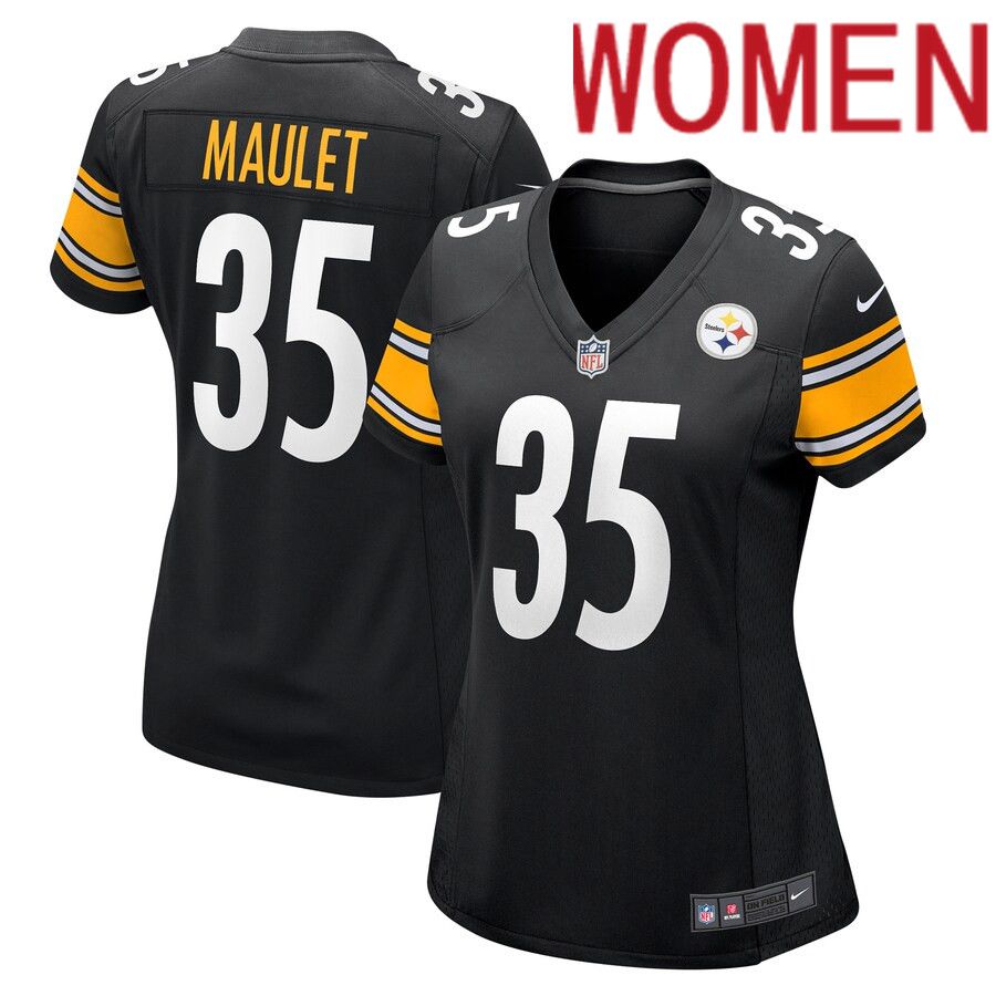 Women Pittsburgh Steelers #35 Arthur Maulet Nike Black Game NFL Jersey->women nfl jersey->Women Jersey